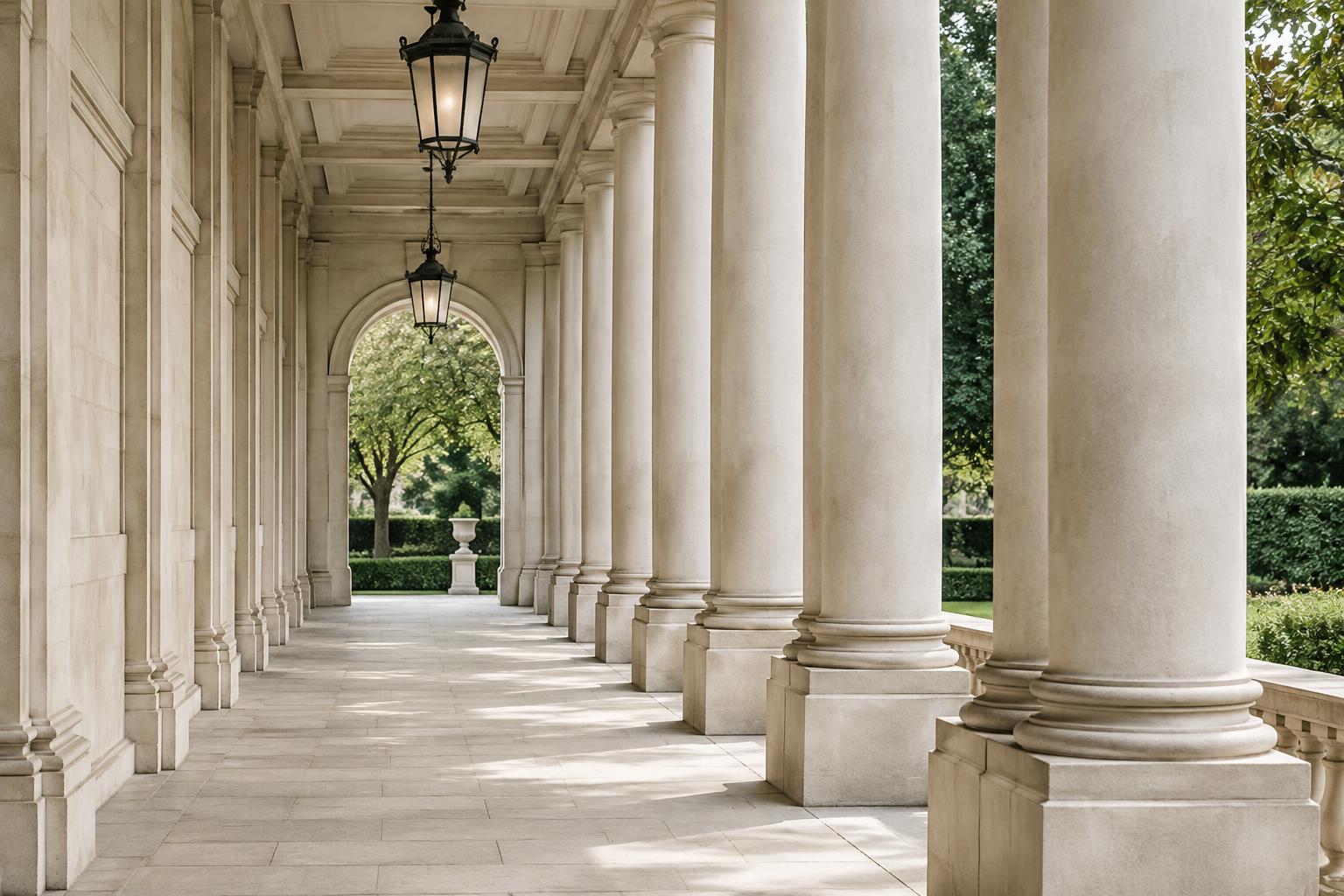 Illustrative classical architectural stone columns